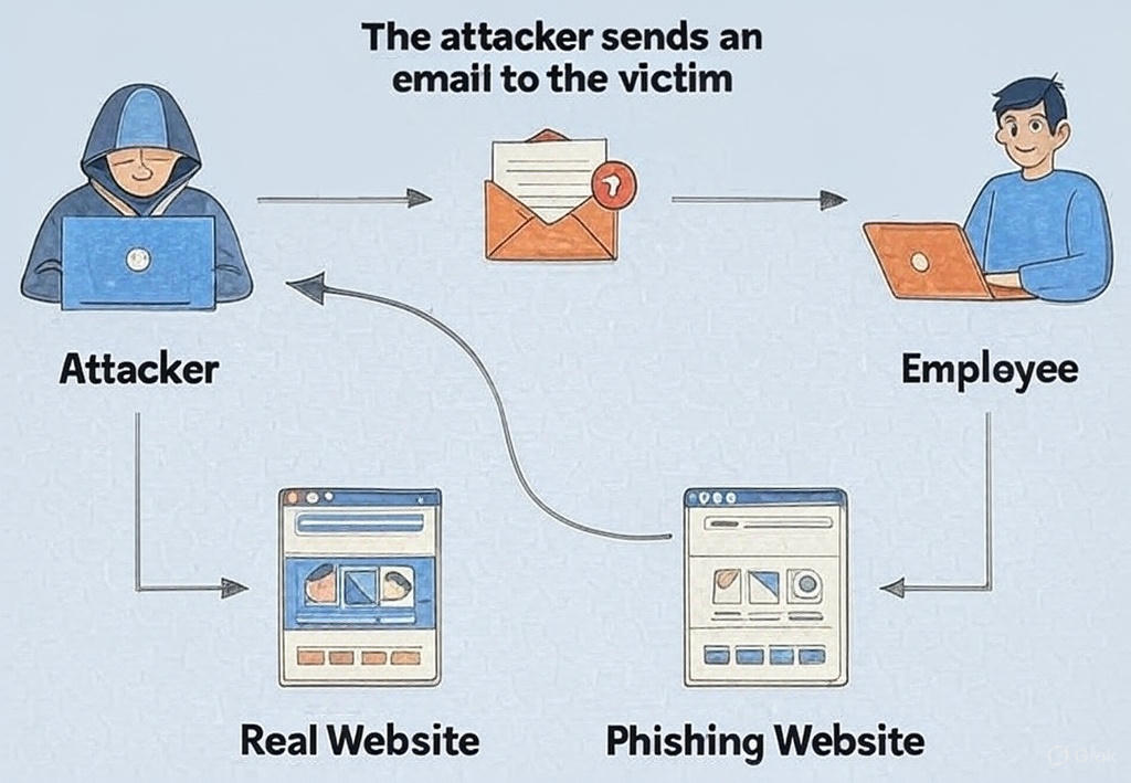 Visual examples of phishing emails highlighting red flags